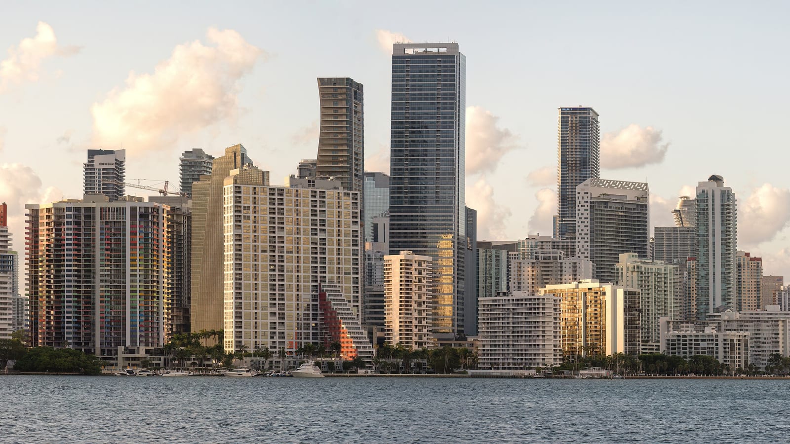 Miami skyline across Biscayne Bay, Florida