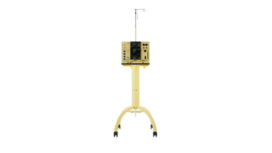 Ophthalmic phacoemulsification and vitrectomy surgical console on a wheeled stand