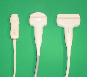 Set of ultrasound transducers including linear, curved, and phased-array probes