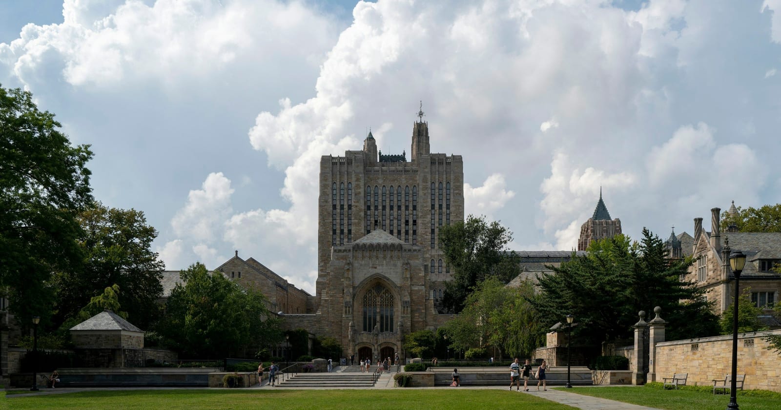 Yale's Sterling Memorial Library across Cross Campus, New Haven, Connecticut