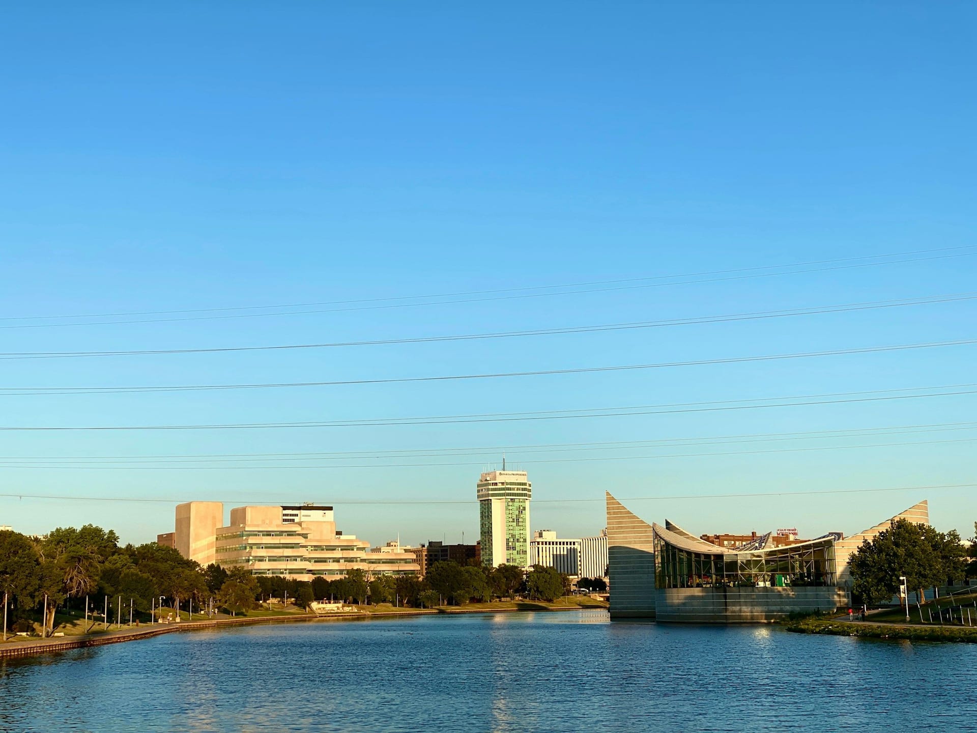 Downtown Wichita and Exploration Place across the Arkansas River, Kansas