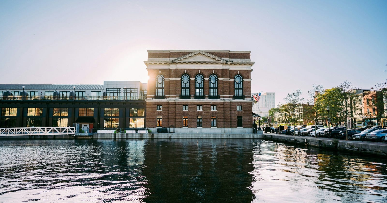 Recreation Pier building on the harbor in Fells Point, Baltimore, Maryland