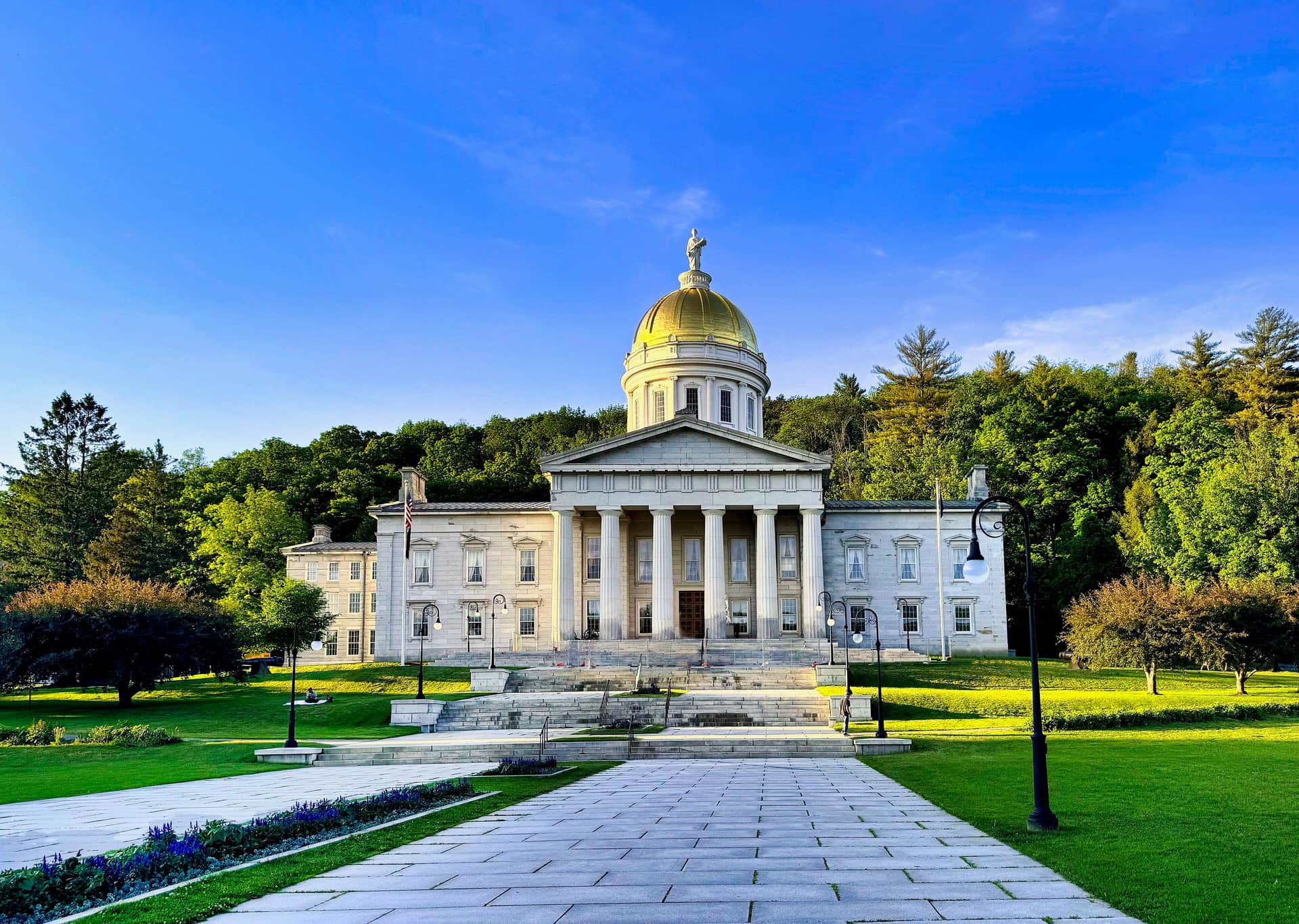Vermont State House and its gold dome, Montpelier, Vermont