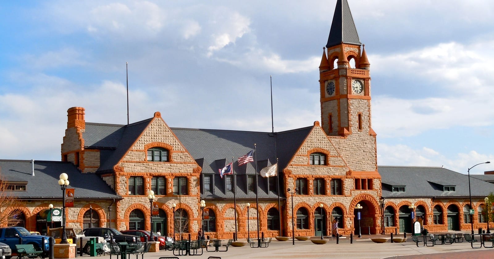 Historic Union Pacific Depot and its clock tower, Cheyenne, Wyoming