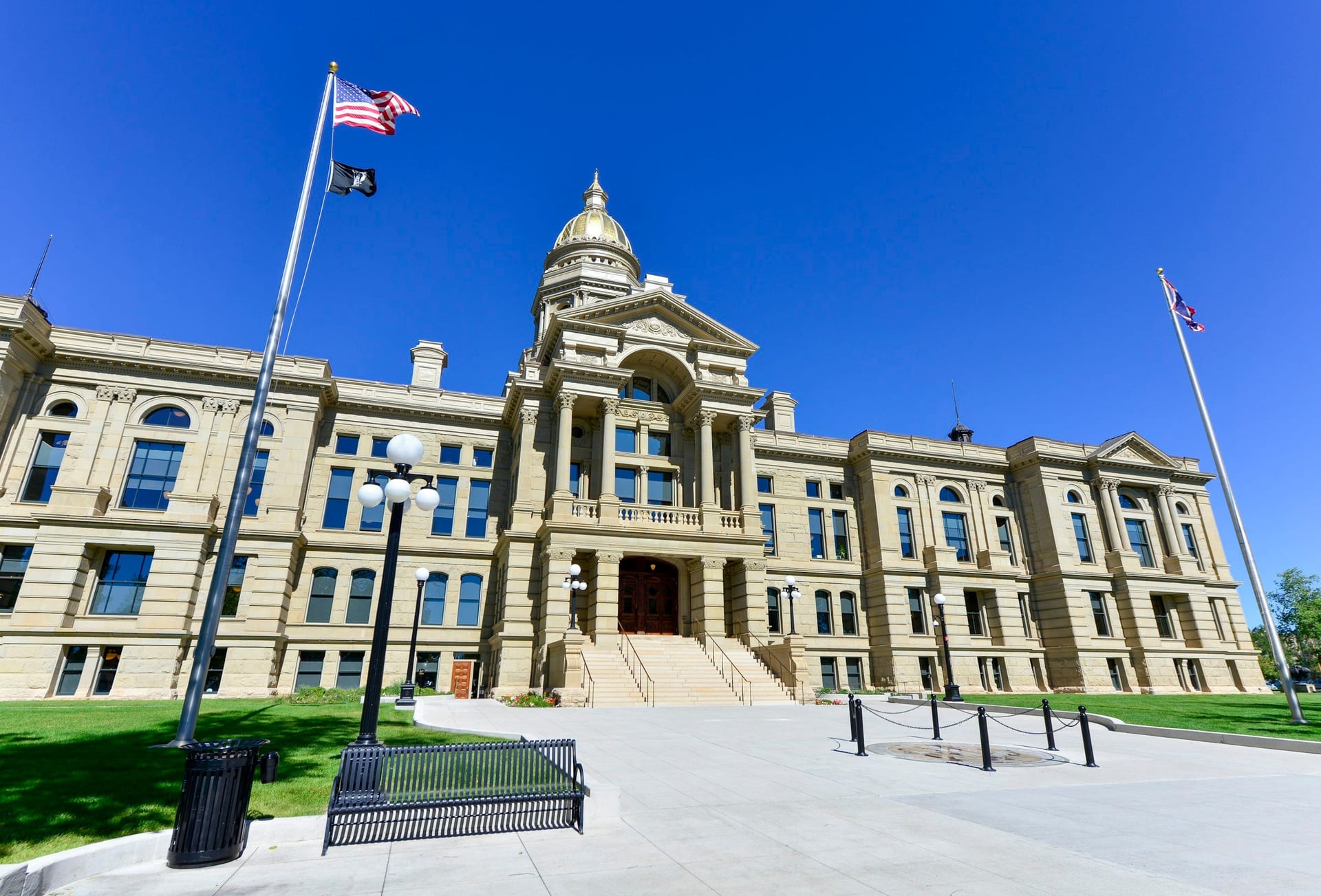 Wyoming State Capitol from its front plaza, Cheyenne, Wyoming